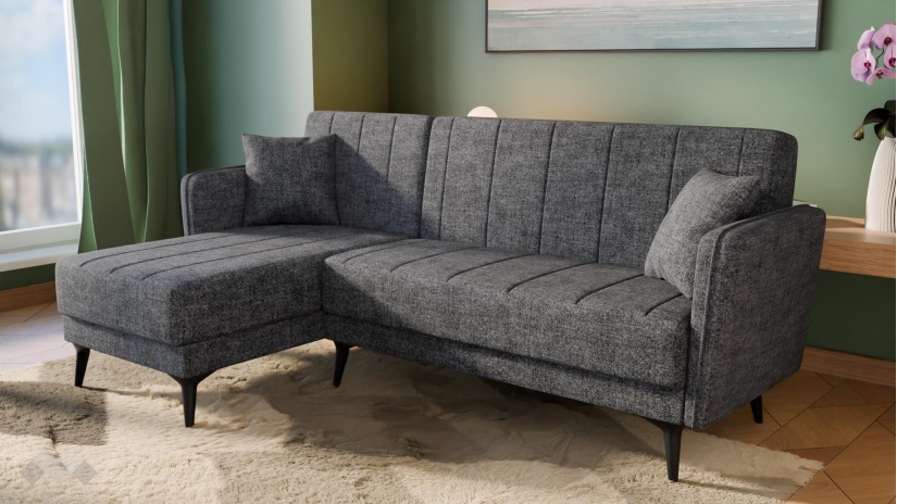 Ъглов диван Меларо универсален сив - изглед 1