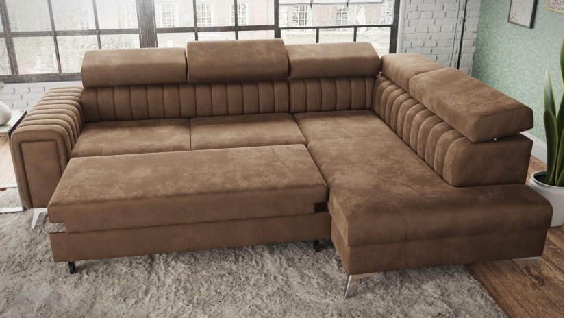 Ъглов диван Монблан с посока кафяв - изглед 6 - МебелМаг Ъглов диван Монблан с посока кафяв - изглед 6