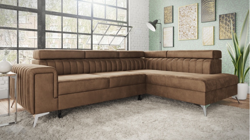 Ъглов диван Монблан с посока кафяв - изглед 4 - МебелМаг Ъглов диван Монблан с посока кафяв - изглед 4