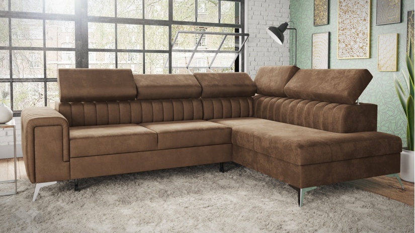 Ъглов диван Монблан с посока кафяв - изглед 1 - МебелМаг Ъглов диван Монблан с посока кафяв - изглед 1