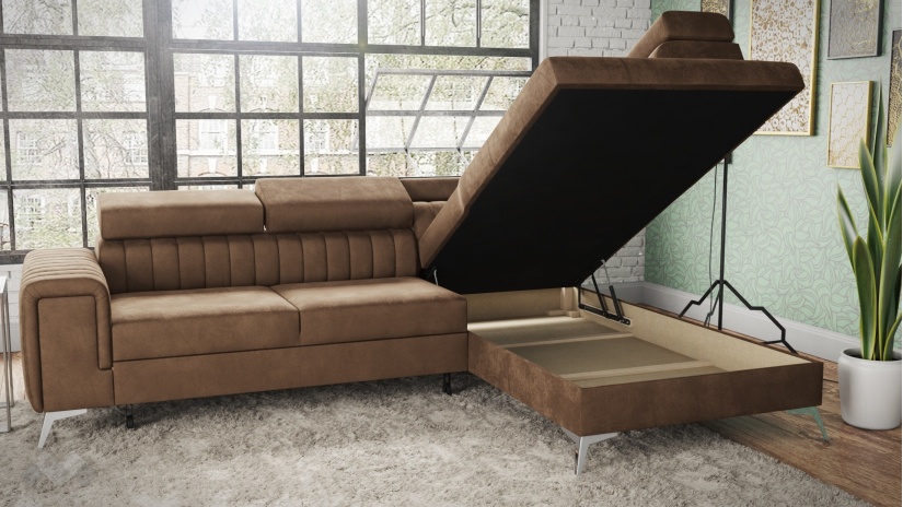 Ъглов диван Монблан с посока кафяв - изглед 5 - МебелМаг Ъглов диван Монблан с посока кафяв - изглед 5