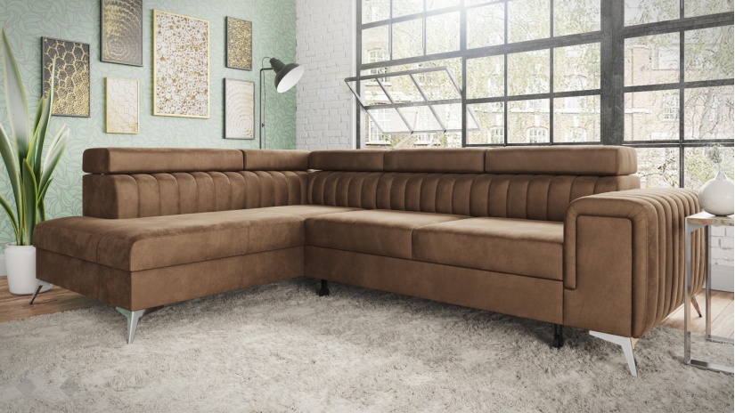 Ъглов диван Монблан с посока кафяв - изглед 4