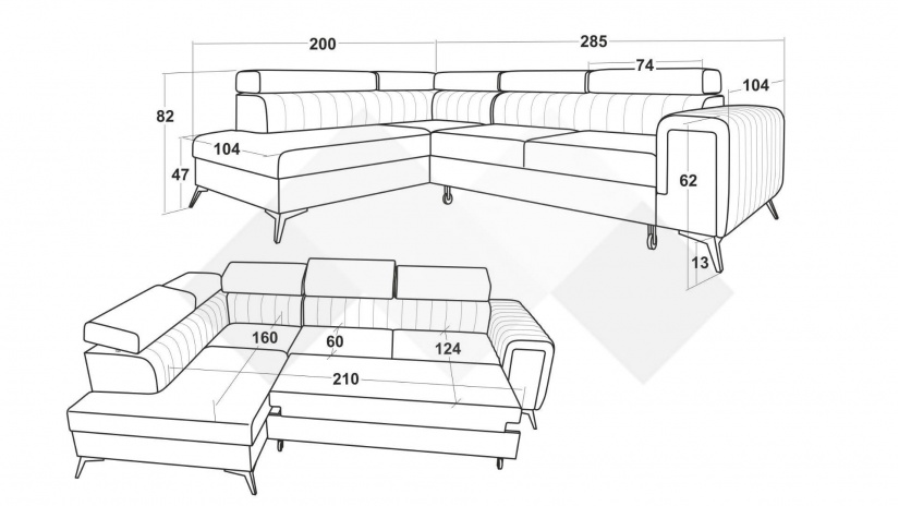 Ъглов диван Монблан с посока сив - изглед 7
