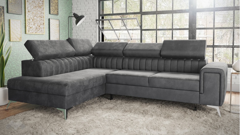Ъглов диван Монблан с посока сив - изглед 1