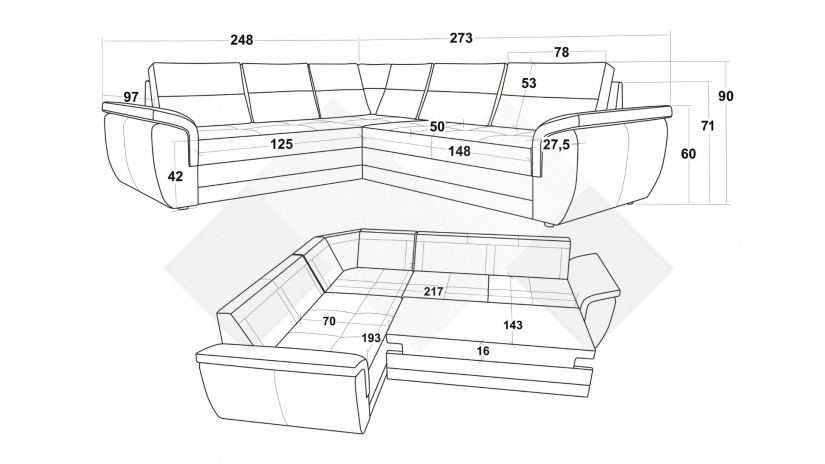 Ъглов диван Моника с посока кафяв - изглед 4