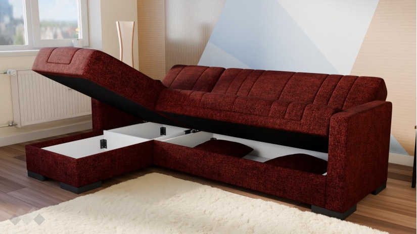 Ъглов диван Наваро универсален ъгъл бордо - изглед 3 - МебелМаг Ъглов диван Наваро универсален ъгъл бордо - изглед 3