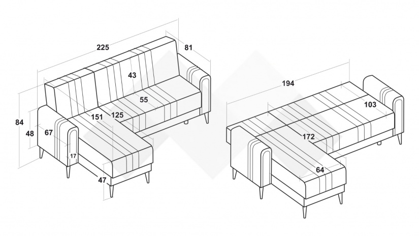 Ъглов диван Омега универсален ъгъл кафяв - изглед 12