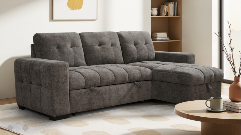 Ъглов диван Орбо универсален кафяв - изглед 1