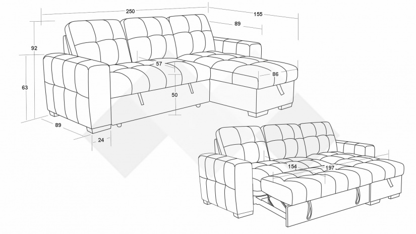 Ъглов диван Орбо универсален кафяв - изглед 9