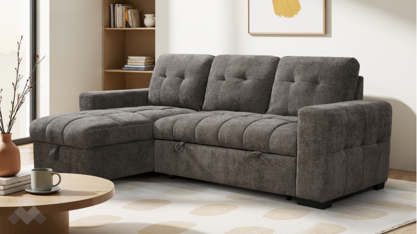 Ъглов диван Орбо универсален кафяв - изглед 2