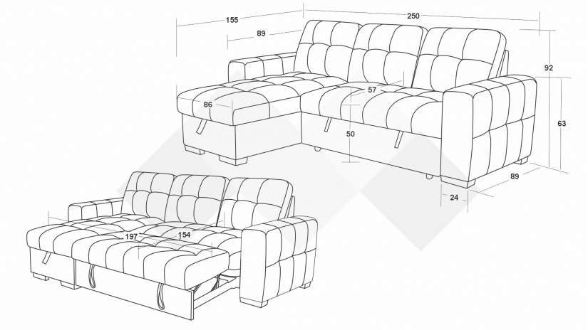 Ъглов диван Орбо универсален кафяв - изглед 10