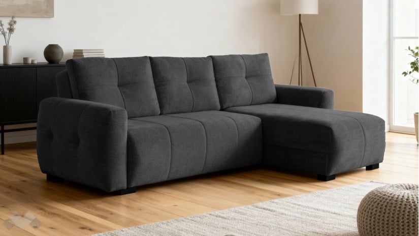 Ъглов диван Ролин Покет универсален ъгъл графит - изглед 1 - МебелМаг Ъглов диван Ролин Покет универсален ъгъл графит - изглед 1