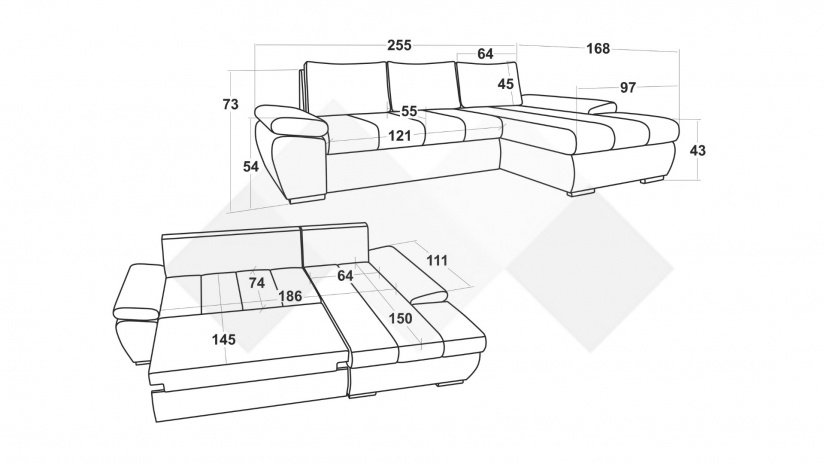 Ъглов диван Савона с посока кафяв със светло кафяво - изглед 4