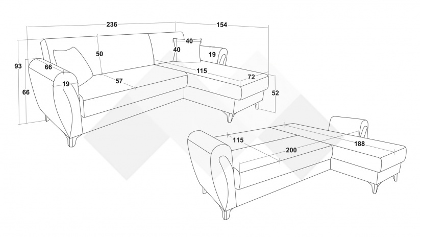 Ъглов диван Серен универсален ъгъл кафяв - изглед 9