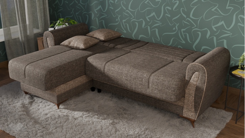 Ъглов диван Серен универсален ъгъл кафяв - изглед 8