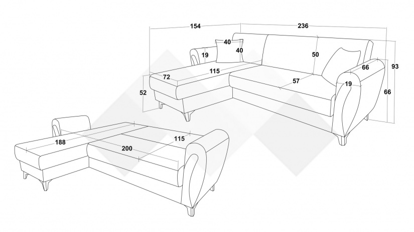 Ъглов диван Серен универсален ъгъл кафяв - изглед 10