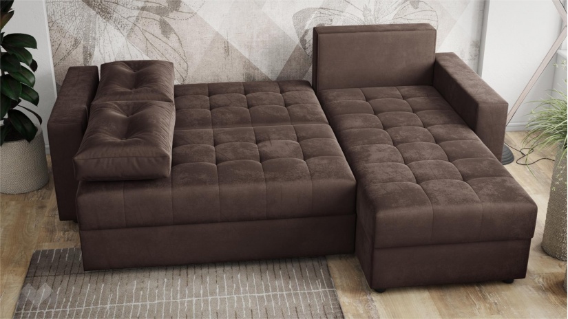 Ъглов диван Сингъл с посока кафяв - изглед 4