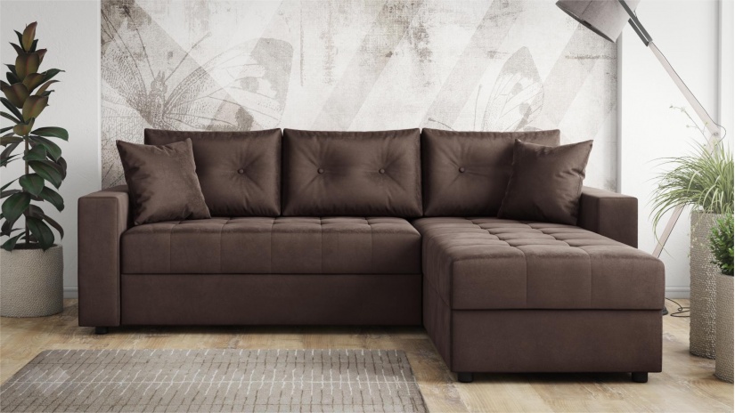 Ъглов диван Сингъл с посока кафяв - изглед 2