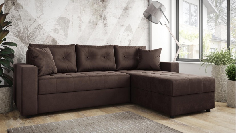 Ъглов диван Сингъл с посока кафяв - изглед 1