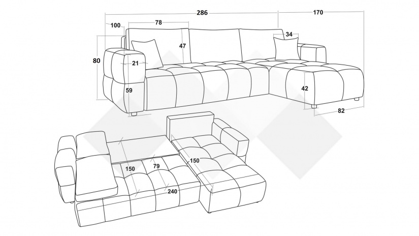 Ъглов диван Трокадеро универсален ъгъл кафяв - изглед 5 - МебелМаг Ъглов диван Трокадеро универсален ъгъл кафяв - изглед 5