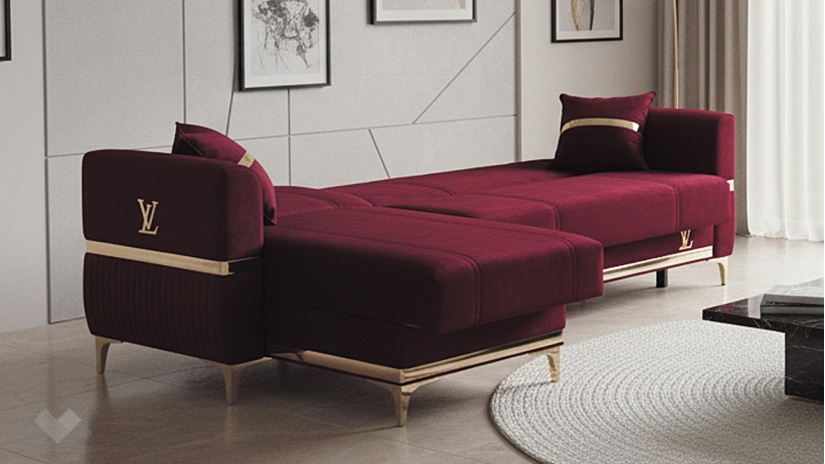 Ъглов диван Верино универсален ъгъл червен - изглед 4