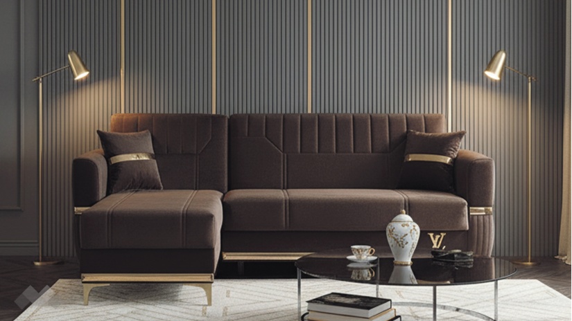 Ъглов диван Верино универсален ъгъл кафяв - изглед 2