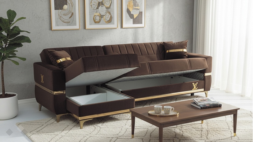 Ъглов диван Верино универсален ъгъл кафяв - изглед 3