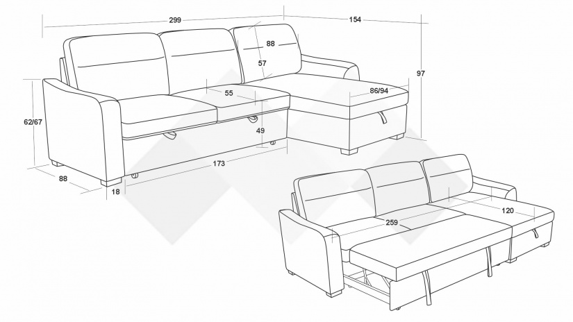 Ъглов диван Велуто универсален кафяв - изглед 9
