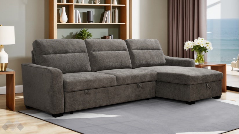 Ъглов диван Велуто универсален кафяв - изглед 1