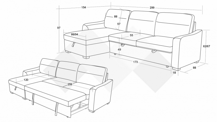 Ъглов диван Велуто универсален кафяв - изглед 10