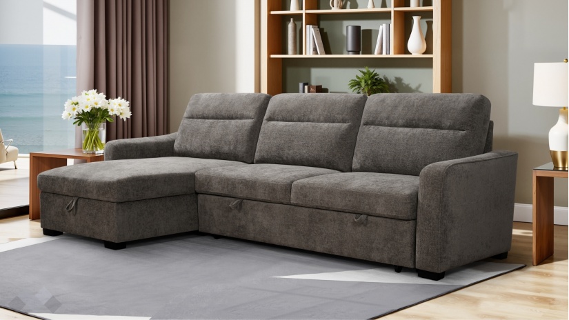 Ъглов диван Велуто универсален кафяв - изглед 2