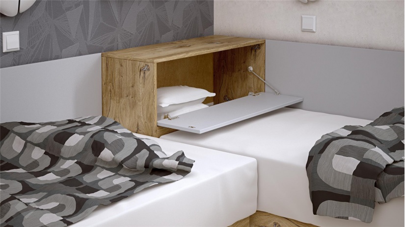 Ъглови легла 82/190 Селтик с включени матраци Бонел 82/190 келтски дъб със светло сиво - изглед 3 - МебелМаг Ъглови легла 82/190 Селтик с включени матраци Бонел 82/190 келтски дъб със светло сиво - изглед 3