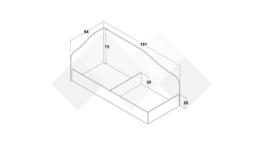 Ъглово легло 82/190 Арго с включен матрак Бонел 82/190 дъб сонома - изглед 3