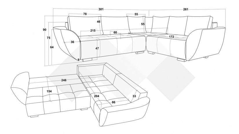Ъглов диван Сиера с посока кафяв - изглед 5 - МебелМаг Ъглов диван Сиера с посока кафяв - изглед 5