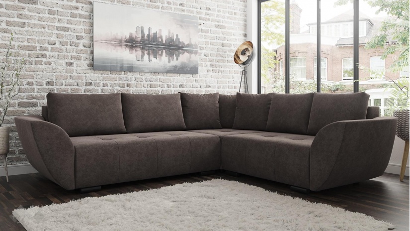 Ъглов диван Сиера с посока кафяв - изглед 1 - МебелМаг Ъглов диван Сиера с посока кафяв - изглед 1
