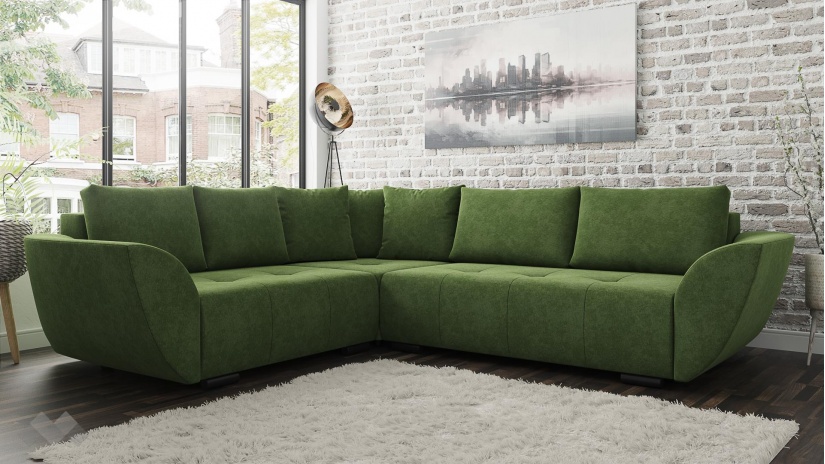 Ъглов диван Сиера с посока зелен - изглед 1 - МебелМаг Ъглов диван Сиера с посока зелен - изглед 1